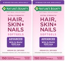 Nature's Bounty Advanced juuksed, nahk ja küüned, Argan-infundeeritud vitamiinilisand biotiini ja hüaluroonhappega, 150 kiire vabanemisega softgels (pakk 2)