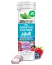 Zenwise Health Digestive Enzyme Breath Mints soolestiku tervisele, Maitsev Berry Maitse - Seedeensüümid Puhumiseks Relief & Soolestiku Toetus - Multi Ensüümid Seedetrakti Täiendus - 30 Näritav Tablett