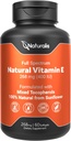 Naturalis Päevalille Vitamiin E 268mg (400 RÜ) segatud tokoferoolidega | Oluline nahavitamiin ja immuunsuse tugi | Mitte-GMO, Soja & Gluteenivaba | 60 Softgels