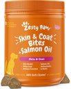 Zesty Paws Lõheõli koertele Nahk ja kate, Omega 3 kalaõli närib, koer Allergia Relief Chews, Itch Relief Supplement, 250 Count, Lõhe maitse