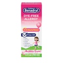 Laste Benadryl Dye- Free Allergy Relief Vedelik + 12, 5 mg Difenhüdramiin HCl, Antihistamiini allergia Meditsiin lastele aitab leevendada Runny Nina & aevastamine, Bubble Gum Flavor, 4 fl. oz