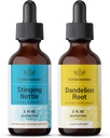 HERBAMAMA Taimne vedelik tilgad Kit - Bundle of Stinginging Nettle & Dandelion Juur Tinktuur 2 fl oz - Vegan, GMO-vaba, suhkur ja alkoholivaba - 2 Pack