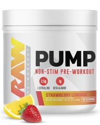 RAW Pump Stim Free Pre Workout (Maasikas Lemonade) - Mitte stimuleeriv Pre Treening Supplement Pulber Lämmastikoksiidi Booster - Pre Treeningu täiendus Jook treeningu ajal - 40 Servings