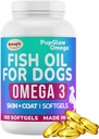 Omega 3 Kalaõli koertele - 120 SoftGels - Naha ja Coat Supplement koertele, toetab tervislikku nahka, mantlit, liigeseid, südame ja immuunsüsteemi, Premium Fish Oil Supplement koertele - valmistatud USAs