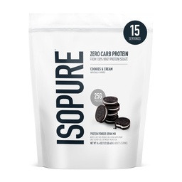 Isopure Zero Carb 100% puhas vadak Isolaatvalgu pulber, laktoosivaba, gluteenivaba, vitamiinide, küpsiste ja kreemiga, 25 g valku serveerimise kohta, 1 lb, 15 serveerimist (pakendamine võib varieeruda)