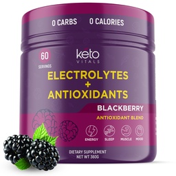 Keto Vitaalid Antioksüdandid Elektrolüüdid Pulber - Segu Keto Elektrolüüdid Kaaliumi, Magneesiumi, Naatriumi Ja Kaltsiumiga - Ei Suhkru Elektrolüütide Joogi Segu Ja Hüdraat Pulber, 60 Servingut, BlackBerry