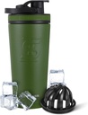 Ice Shaker Isolated Stainless Steel Shaker Bottle | 26oz, Green | Cold for 30+ Hours | Isoleeritud karikas Twist-on Agitatoriga | Lõhnavaba pudel proteiinikokteilide, vee, smuutide, kokteilide jaoks