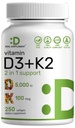 D3-vitamiin 5000 RÜ + K2 MK7 Softgeelid, 250 loend | 2-in-1 kompleks | Lihtne neelata