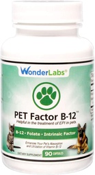 Wonder Laboratories Lemmikloomafaktor B-12  Vitamin Vitamiin B-12 metüülkobalamiini vormis | populaarne EPI ravis koertel. 90 Count