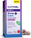 Natrol Sleep + Rahulik melatoniin 6mg koos L-Theanine 50mg ja botaaniline segu, toidulisand rahutu une ja rahulik meel ja keha, 60 Vaarika maitsega kiire lahustuv tabletid, 60 päeva pakkumine