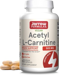 Jarrow valemid Atsetüül L-karnitiin Kapslid - 500 mg - 60 loend - Aju tervise ja rasvhapete Ainevahetus - Taimsed kapslid - Mitte- GMO - Gluteenivaba