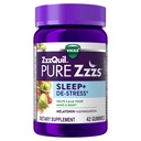 ZzzQuil PURE Zzzs De-Stress Melatoniin Sleep Aid Gummies, Aitab Rahustada meelt ja keha, Ashwagandha Stressi Tugi, Sleep Aids täiskasvanutele, 1 mg ühe kummi, 42 Count