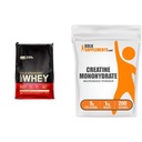 Optimum Nutrition Gold Standard 100% vadakuvalgu pulber, Vanilla jäätis, 10 naela (pakendamine võib varieeruda) & BulkSupplements Micronized Kreatiin Monohüdraat Pulber (1 kilogramm)