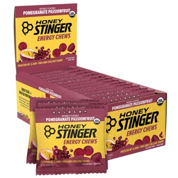 Honey Stinger Orgaaniline granaatõunad Passionfruit Energy Chew, Gluteenivaba ja kofeiinivaba, treeninguks, jooksmiseks ja jõudluseks, Sport Nutrition for Home & Gym, Pre ja keskmine treening, 12 Pack