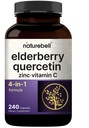 NatureBell Sambucus Elderberry kapslid, 5000mg Per Serving Quercetin 500mg, vitamiin C ja tsink, 240 Count | Euroopa Black Elderberry Fruit Extract – 4 in 1 Immune Support Supplements