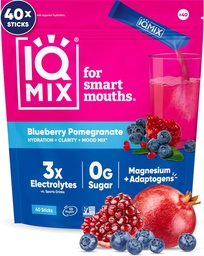 IQMIX hüdraat elektrolüütide pulber - 4-in-1 hüdratsiooni, vaimse selguse, meeleolu ja taastumise valem - suhkruvaba joogi segu, Keto, Magneesium L-Threonate, Lõvi Mane - 40 krahv mustika granaatõuna