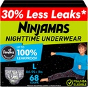 Ninjamas Boys Bedwetting Nighttime Underwear, Size L Pull Ups for Boys (64-95+ lbs), 68 Count, Training Pants, Overnight Underwear Kids, Ultra Absorbent, Hypoallergenic
