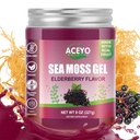 (8 OZ) Sea sammal geel Orgaaniline toores Elderberry Maitsestatud Iiri Seamoss Mehed Naised Looduslik Vegan 102 Vitamiinid ja mineraalid Looduslik koristatud Mitte-GMO Immune Defense Booster Lung Kilpnäärme seedesüsteemi tugi
