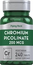 Piping Rock Chromium Picolinate 200mcg | 240 tabletid | Taimetoitlane, mitte-GMO, Gluteenivaba toidulisand