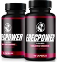 (2 Pack) ErecPower meestele, ametlikud ErecPower pillid, kõik looduslikud meessoost toidulisandid, kapsel energia suurendamiseks ja üldiseks terviseks, Erec Power Support tippjõudluseks, vitamiin, ülevaade (120 kapslit)