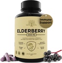 Elderberry koos C-vitamiini, tsingi ja ingveriga - tugev immuunsuse suurendaja 5000 Mg Elderberry, tsink ja C-vitamiin - täiskasvanutele mõeldud mitte-GMO immuunsuse vitamiinid, mis aitavad teil tunda elujõulisust, 60 kapslit.