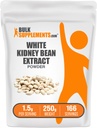 BulkSupplements.com White Kidney Bean Extract Pulber - White Kidney Bean Pulber - Taimne täiendus - Gluteenivaba, 1,5 g per Serving, 250 g (8,8 oz) (Pack of 1)