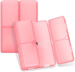 FYY Daily Pill Organizer, 7 Compartments Portable Pill Case Travel Pill Organizer,[Folding Design] Pill Box for Purse Pocket to Hold Vitamins,Cod Liver Oil,Supplements and Medication-Clear Red