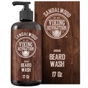 Viking Revolution Beard Wash Shampoo w/Argan & Jojoba Oils - Softens & Strongs - Sandalwood Scent - 17 oz Shampoo