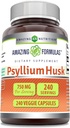 Amazing Formulas Psyllium Husk 750mg Veggie kapslid täiendus | Mitte-GMO | Gluteenivaba | Valmistatud USAs | Sobib taimetoitlastele (240 loend)