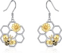 LUHE Bee kõrvarõngad naistele 925 Sterling Silver Bumble kõrvarõngad Honeycomb Honeybee Jewelry Dangle Kingitused naistele