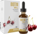 Maxler Vedel Biotiin Tilgad - Vegan Biotiin Vitamiinid juuste nahale ja küüntele - Biotiin Täiendus Süsivesikute, Valkude Ja Rasvade Metabolismile - 6000mcg Biotiin Vedel Per Serving - Kirsimaitse