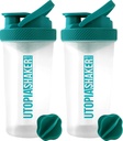 Utopia Home Protein Shaker Pudel - (Pakk 2) 28-Ounce Shaker pudelid Valgusegud - Fitness Sport Klassikaline Valgu Segaja Pudel (Selge / Teal)