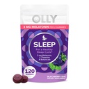 Olly Sleep Gummy, 3 mg melatoniin, L-Theanine, kummel ja sidruni palsami ekstraktid, BlackBerry maitse, 60 päeva pakkumine - 120 krahv