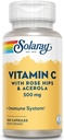 Solaray C w/Rose HIPS & Acerola, Kapsel (Btl-Plastic) 500mg | 100 Count | Pack of 2