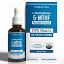 Orgaanilised lapsed Metüülfolaat + Metüül B12 Cofactor - Orgaaniline marjamaitse, sublingvaalne vorm - 5-MTHF vorm, folaadi supervorm - kohandatav annus igas vanuses - meeleolu, käitumine, tunnetus - 1 oz.