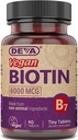 DEVA Vegan Biotin Supplement 6000 mcg – lihtsalt neelata vitamiin B7, väikesed tabletid, 90 Count