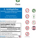 Toidud soole Lactobacillus Acidophilus Probiootiline pulber 200 miljardit cfu's | Valmistatud USA-s | Ei lisaaineid | Otse tootjalt | Kolmanda osapoole ladustamine | Immuunsüsteemi tugi | 30 grammi (1,05 Oz)
