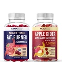 MAV TOITLUS Öine aeg Fat Burner Gummies ja Apple Cider Äädikas Gummies | Nighttime, Metabolism Boost & Weight Management Gummy Bundle | 30 Serving Every