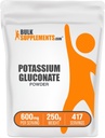 BulkSupplements.com Kaaliumglükonaadipulber - hüdratsioonitoetuseks, mineraallisandiks, kaalium 99mg - gluteenivaba, 600mg serveri kohta, 250g (8,8 oz) (pakk 1)