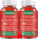 Kõrge imendumine Kaltsium Magneesium Tsink Gummies, Suhkruvaba Kaltsium Magneesium Tsinki Täiendus D3 | Luu ja hammaste tugevus | Lihas- ja närvifunktsioon | Vegan | Vaarikamaitse | 2 Pack