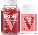 Vegan Raudkummid + Raud Bisglütsinaat 30MG | Vegan Raualisandi Tugi Vere Tervislik Ja Päevane Energia Täiskasvanutele Ja Lastele - 90 Count + 60 Count