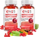 Suhkruvaba Berberine Supplement Gummies, Original Berberine HCL koos Ceylon Cinnamon, Quercetin, multivitamiini, toetada Immuunsüsteemi ja seedetrakti funktsiooni & Metabolism naistele ja meestele