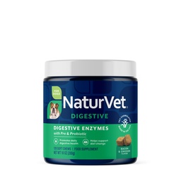 NaturVet - seedeensüümid - Pluss probiootikumid ja prebiootikumid - aitab toetada dieedi muutmist ja tervislikku seedetrakti - koertele ja kassidele (pehmed närid, 120 loend)