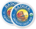 Badger Aromatic Chest Rub, 100% orgaaniline vaporub w / eukalüpt ja lavendli eeterlikud õlid selgeks & Soothe, All-Natural Rindmiku ummistuste leevendamine täiskasvanutele ja lastele, 2 oz Tin, 2-Pack