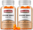Berberiin koos Ceylon Cinnamon Supplement - Berberine Gummies, Orgaaniline Berberine HCL 1200 mg täiskasvanutele, Immune System Support, Suhkruvaba, GMO-vaba, Gluteenivaba, 120 Gummies