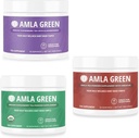 Amla Powder, Green Tea Superfood Supplement Elderberry & India Gooseberries & Hibiscus, Organic, Vegan, 30 Servings