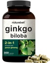 NatureBell Ginkgo Biloba 6000mg Panax Ginseng 500mg per Serving | 300 kapslit - Max Strength Ginko Biloba ekstrakti täiendused - soodustab mälu, fookust ja aju tervist