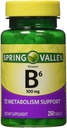 Spring Valley - vitamiin B-6 (püridoksiin) 100 mg, 250 tabletti