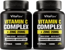 C-vitamiini täiendus 2 pakendis (120 köögiviljakapslit) - 1500mg koos tsink 20mg - kõrgeim imendumine C-vitamiini immuunsüsteemi tugikompleks - C-vitamiini kapslid ja tsink vitamiinid täiskasvanutele, Vit C immuunabi vegan