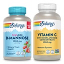 SOLARAY D-Mannose 1000mg CranActin Cranberry Extract (150ct) ja C-vitamiin 1000mg bioflavonoididega (250ct) - kuseteede, põie tervise ja immuunsuse tugikomplekt - Vegan, 60 päeva garantii